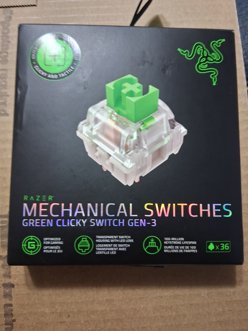 Razer Clear-Housing Mechanical Switches with Bright Green Stem